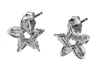 Oxzen σκουλαρίκια καρφωτά ασημένια 925 επιπλατινωμένα αστέρι με πέτρες ζιργκόν