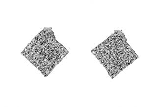 Oxzen σκουλαρίκια καρφωτά ασημένια 925 επιπλατινωμένα ρόμβος γεμάτος με ζιργκόν
