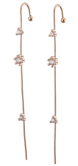Oxzen σκουλαρίκι ασημένιο 925 σε ροζ χρυσό, ear climber με πέτρες ζιργκόν