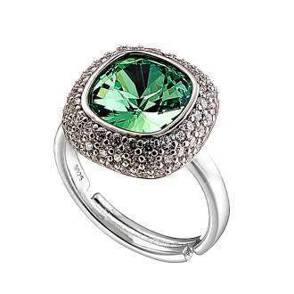 Oxzen δαχτυλίδι ασημένιο 925 επιπλατινωμένο με πράσινη πέτρα ζιργκόν