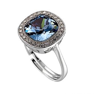 Oxzen δαχτυλίδι ασημένιο 925 επιπλατινωμένο με μπλε πέτρα ζιργκόν
