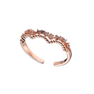 Oxzen δαχτυλίδι ασημένιο 925 σε ροζ χρυσό chevalier free size
