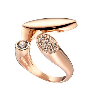 Oxzen δαχτυλίδι ασημένιο 925 σε ροζ χρυσό με πέτρες ζιργκόν σε ιδιαίτερο σχέδιο