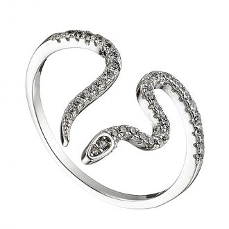 Oxzen δαχτυλίδι ασήμι 925 επιπλατινωμένο φίδι με πέτρες ζιργκόν