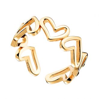 Oxzen δαχτυλίδι ασημένιο 925 σε χρυσό με καρδούλες free size