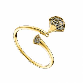 Oxzen δαχτυλίδι ασημένιο 925 σε χρυσό, βεντάλια με ζιργκόν free size