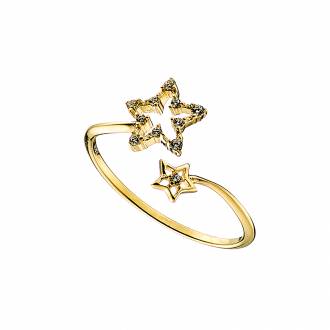 Oxzen δαχτυλίδι ασημένιο 925 σε χρυσό, με αστέρι free size
