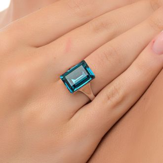 Oxzen δαχτυλίδι ασημένιο 925 επιπλατινωμένο με μπλέ  πέτρα κρύσταλλο CZ free size