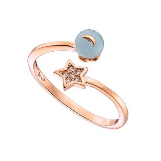 Oxzen δαχτυλίδι ασημένιο 925 ροζ χρυσό αστέρι free size