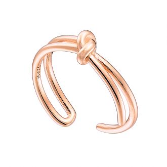 Oxzen  δαχτυλίδι ασημένιο 925 σε ροζ χρυσό φιογκάκι free size