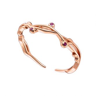 Oxzen δαχτυλίδι ασημένιο 925 ροζ χρυσό κλαδί free size