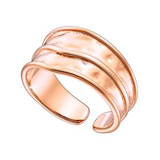 Oxzen δαχτυλίδι ασημένιο 925 ροζ χρυσό σφυρήλατο free size
