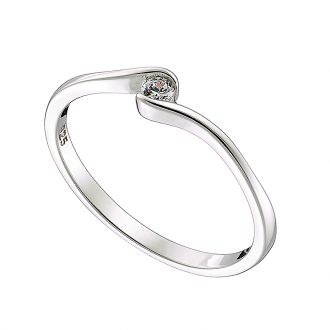 Oxzen δαχτυλίδι ασημένιο επιπλατινωμένο, μονόπετρο με λευκό ζιργκόν