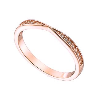 Oxzen δαχτυλίδι ασημένιο σε ροζ χρυσό, σειρέ με λευκά ζιργκόν