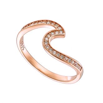 Oxzen δαχτυλίδι ασημένιο σε ροζ χρυσό, με λευκά ζιργκόν