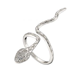 Oxzen δαχτυλίδι από ασήμι 925 επιπλατινωμένο φίδι μεγάλο με πέτρες ζιργκόν