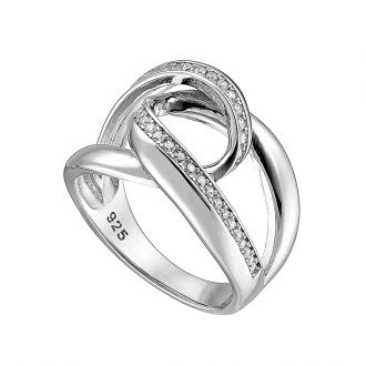 Oxzen δαχτυλίδι από ασήμι 925 επιπλατινωμένο με λευκά ζιργκόν