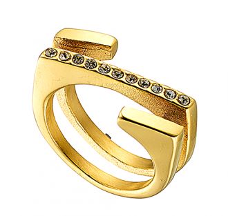 Oxzen δαχτυλίδι ατσάλινο 316L σε χρυσό με πέτρες ζιργκόν
