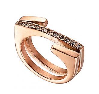 Oxzen δαχτυλίδι ατσάλινο 316L σε ροζ χρυσό με πέτρες ζιργκόν