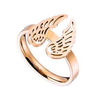 Δαχτυλίδι από ανοξείδωτο ατσάλι, σε ροζ χρυσό φτερά αγγέλου