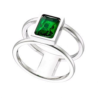 Δαχτυλίδι από ανοξείδωτο ατσάλι, με πράσινη πέτρα ζιργκόν