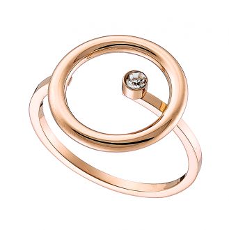 Δαχτυλίδι από ανοξείδωτο ατσάλι ροζ χρυσό στρογγυλό με λευκό ζιργκόν