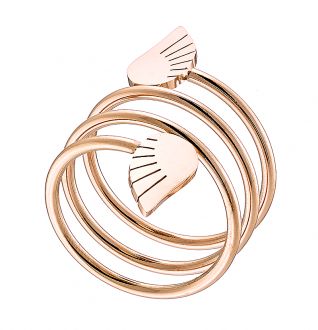 Δαχτυλίδι από ανοξείδωτο ατσάλι σε ροζ χρυσό διπλό φτερό