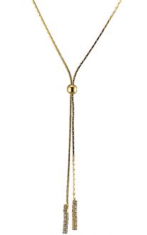 Oxzen κολιέ ασημένιο 925 σε χρυσό γραβάτα με πέτρες ζιργκόν
