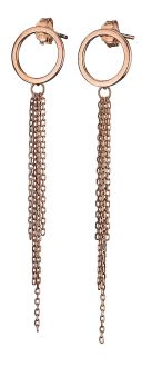 Oxzen σκουλαρίκια κρεμαστά ασημένια 925 σε ροζ χρυσό κύκλος με αλυσίδες κρεμαστές