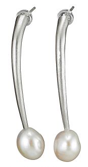 Oxzen σκουλαρίκια κρεμαστά ασημένια 925 επιπλατινωμένα χειροποίητα με φυσικό μαργαριτάρι ακατέργαστο