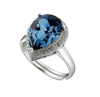 Δαχτυλίδι ασημένιο 925 με μπλε πέτρα ζιργκόν σε δάκρυ