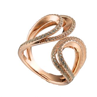 Oxzen δαχτυλίδι ασημένιο 925 σε ροζ χρυσό με πέτρες ζιργκόν