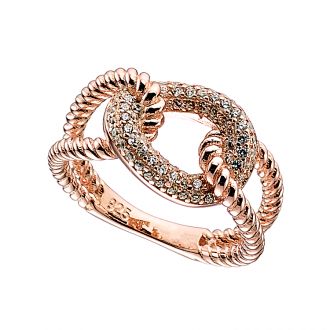 Oxzen δαχτυλίδι ασημένιο 925 σε ροζ χρυσό με πέτρες ζιργκόν